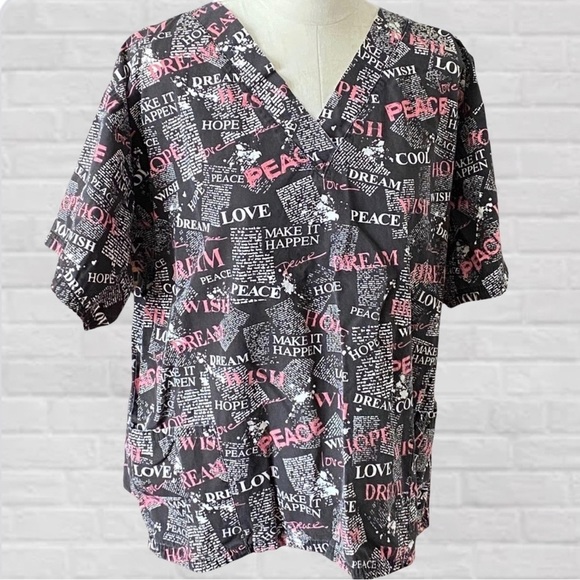 HAPPY Scrubs Positive Vibes Scrub Top - Picture 4 of 4